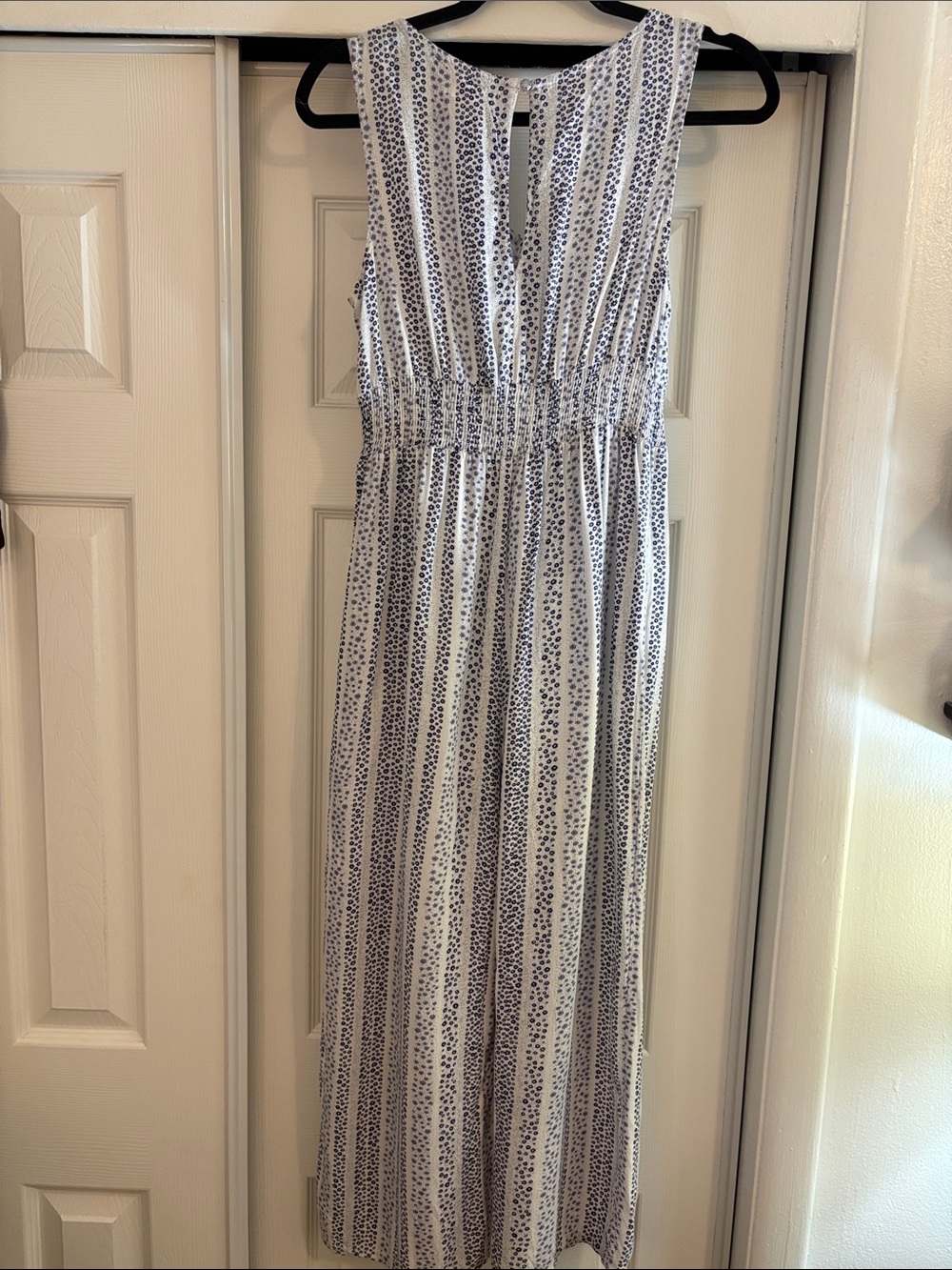 Japna White and Navy Striped Cropped Jumpsuit - Picture 2 of 3